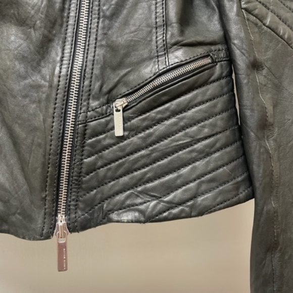 KAREN MILLEN Black Leather Moto Biker Jacket - Picture 7 of 11